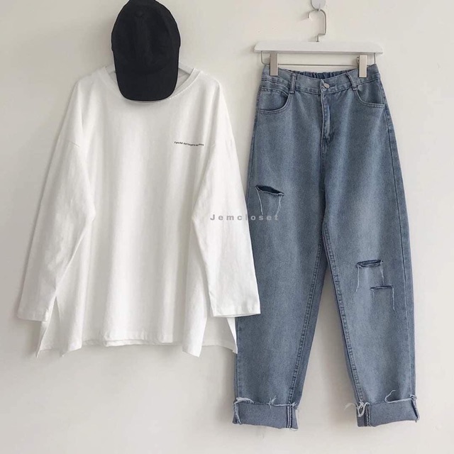 Quần baggy nữ ống suông rách gối cá tính kèm hình thật | BigBuy360 - bigbuy360.vn