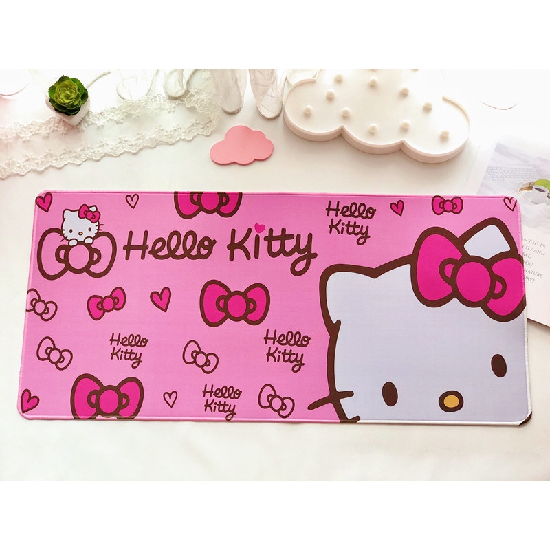 [HÀNG MỚI VỀ] Tấm Lót Bàn Làm Việc, Lót Bàn Phím Hello Kitty 75*35cm Bằng Da Chống Nước, Chống Trầy