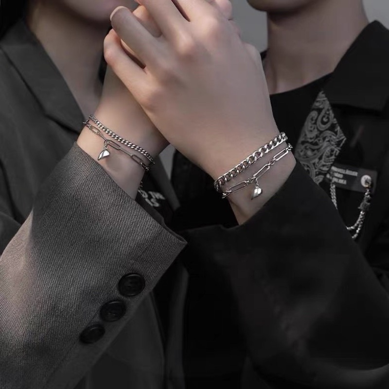 Vòng/Lắc tay đôi nam nữ tim