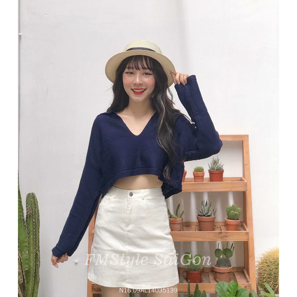 [Mã WASKT304 giảm 15% tối đa 30K đơn 99K] ÁO LEN CROP CỔ BẺ TAY DÀI (20ALU12G10102) | BigBuy360 - bigbuy360.vn