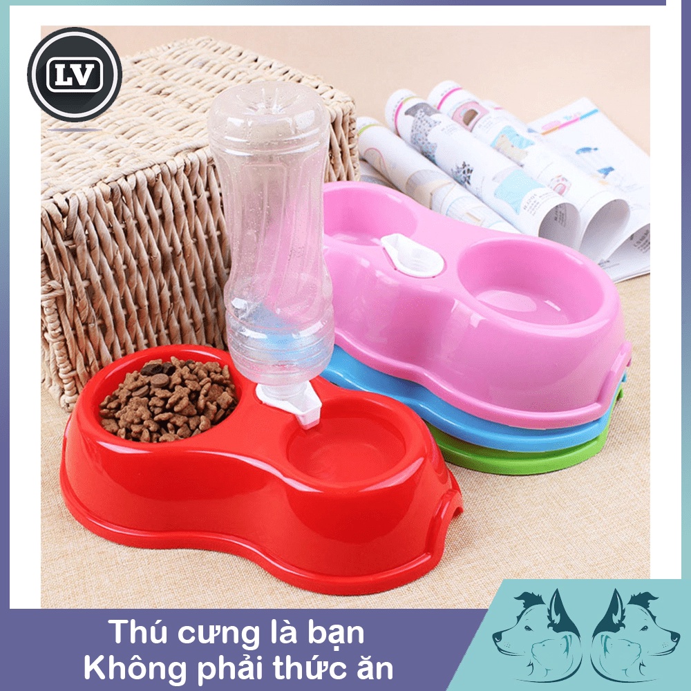 Bát ăn cho chó mèo - Bước tự động gắn chai nước ngọt (có 2 phân loại có chai và không có chai)