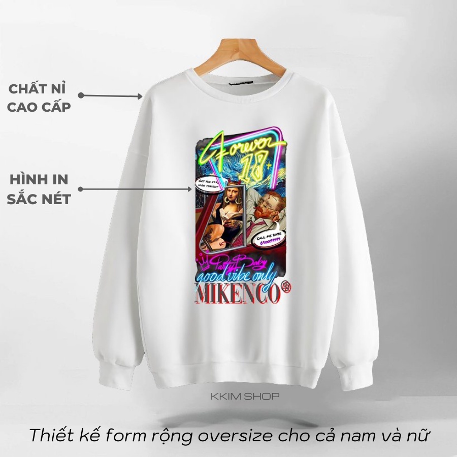 Áo Nỉ SWEATER MIKENCO VANGOGH AR TECHNOLOGY, Áo Nỉ Dài Tay Form Rộng Oversize Unisex Nam Nữ, Chất Nỉ dày dặn cao cấp