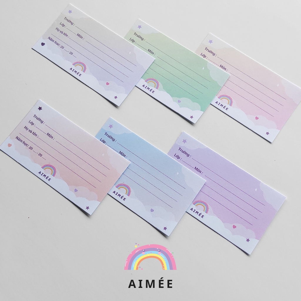 Set 12 Nhãn Vở Màu Pastel Xinh Xắn Aimée