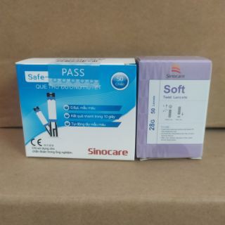 Combo 5 hộp kim 5 hộp que thử tiểu đường safe accu (250kim và 250 quê thử)