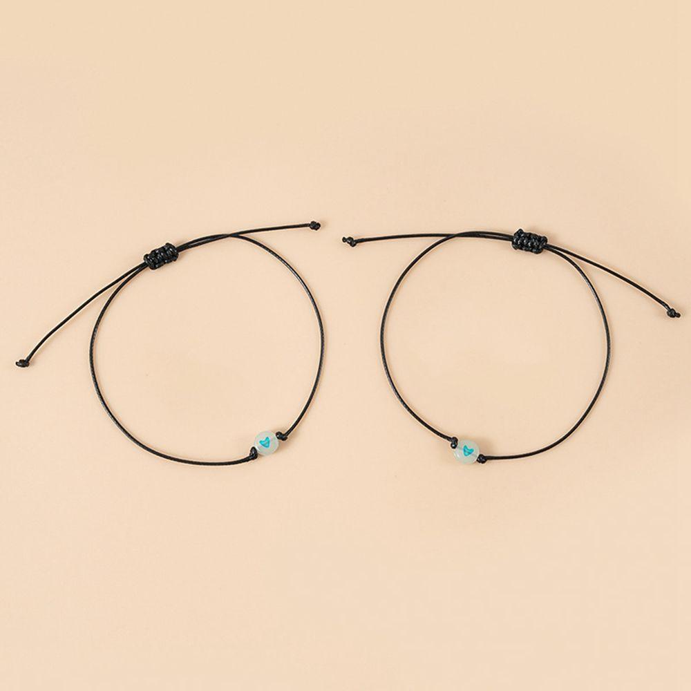 Vòng Tay Dây Bện Mặt Hình Trái Tim Phát Sáng Dễ Thương Phong Cách Hàn Quốc Cho Nam