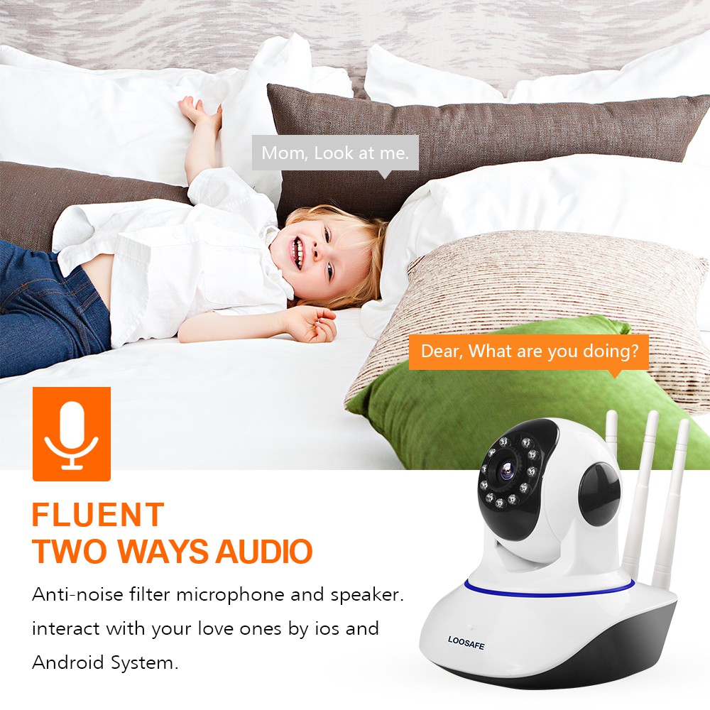 loosafe camera quan sát 3 râu 2.0 - Full HD 1080P camera quan sát kèm thẻ nhớ 32GB