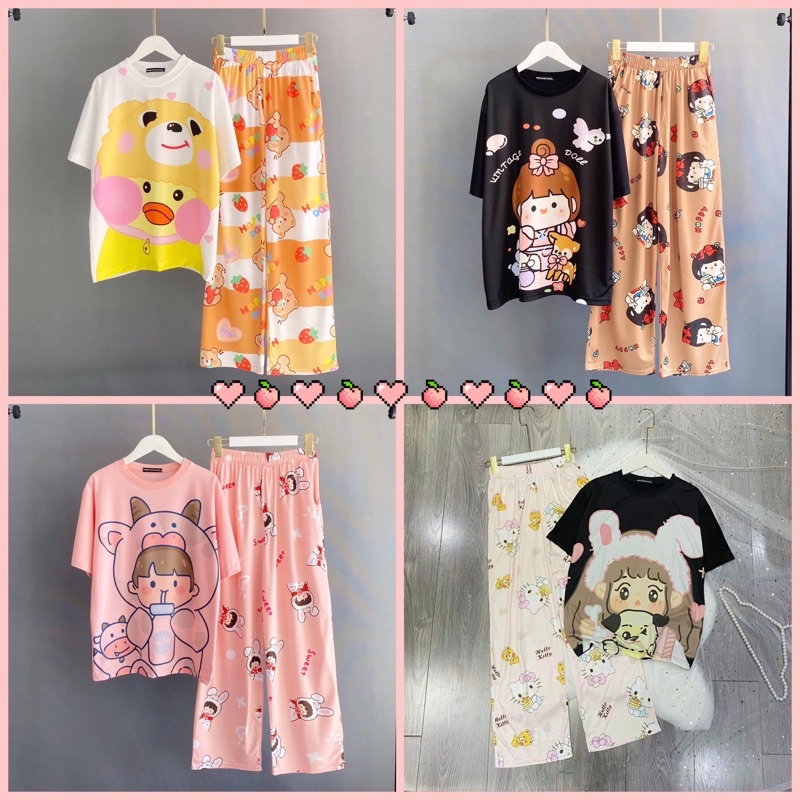 Set Bộ Quần Cartoon V4 Áo Phông Unisex 3D Ảnh Thật