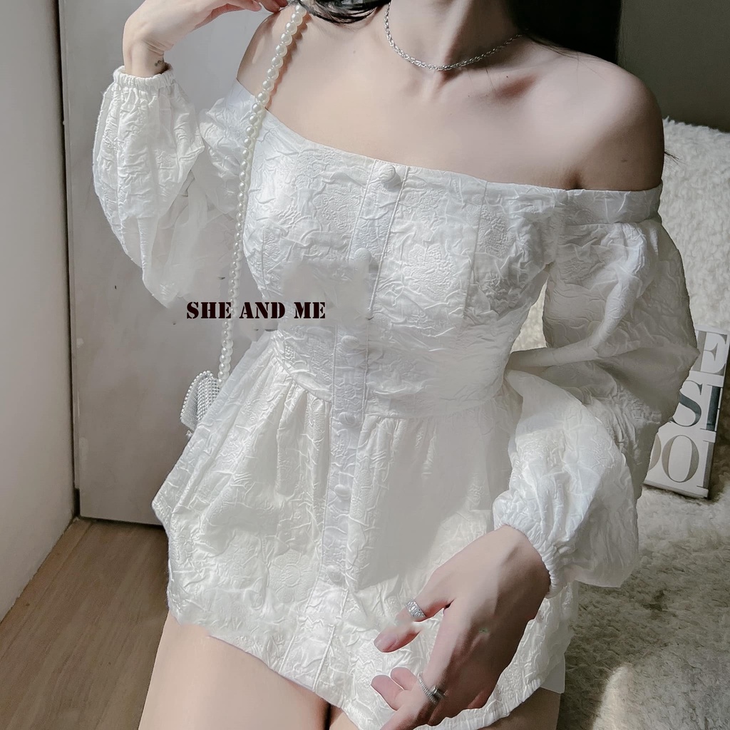 Sét Áo Bẹt Vai Cúc Bọc Tay Bồng Kèm Quần Short Lụa Cạp Chun Hàng Quảng Châu Siêu Đẹp (Ảnh thật tự chụp) | BigBuy360 - bigbuy360.vn