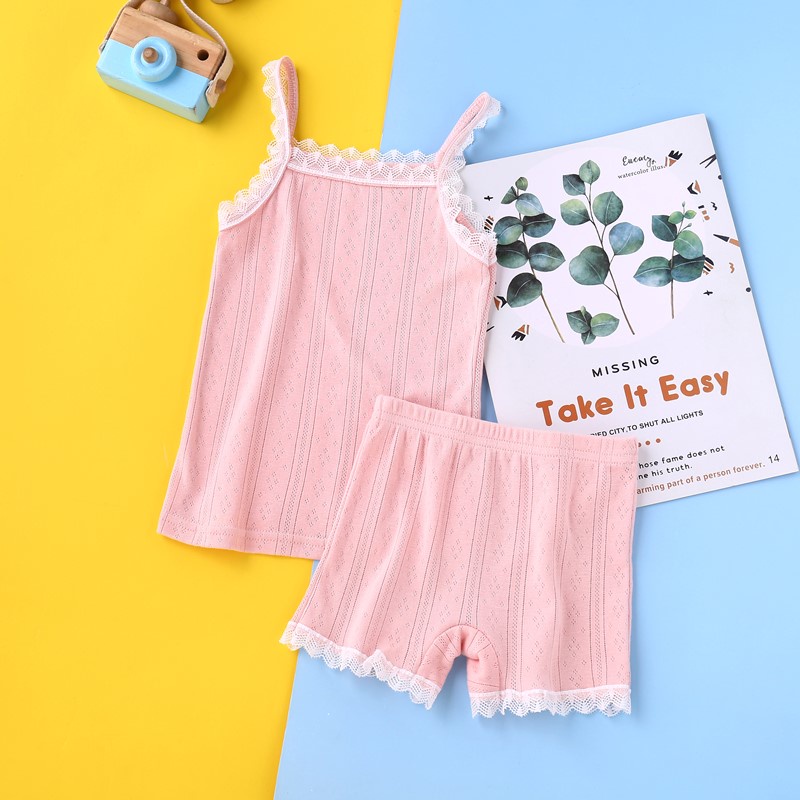 Con gái mùa hè Nhà quần áo áo lót ren sling quần ngắn 3-12 tuổi
