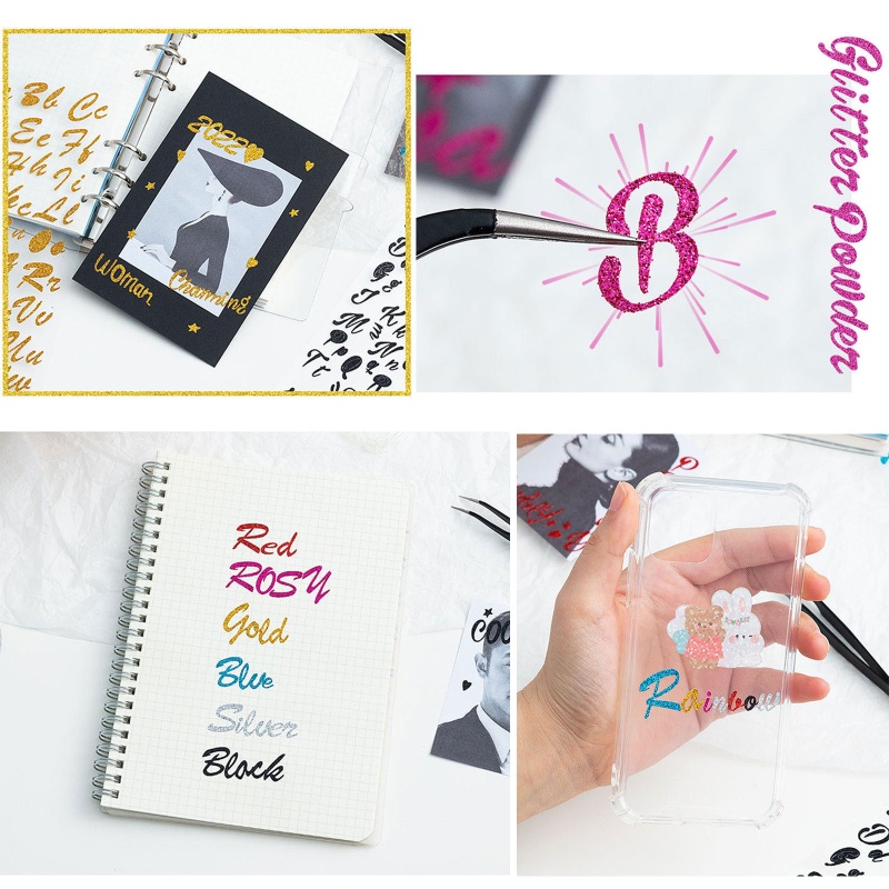 Sa Miếng Dán Trang Trí Sổ Tay Hình Chữ Cái Và Số Phối Kim Tuyến Lấp Lánh