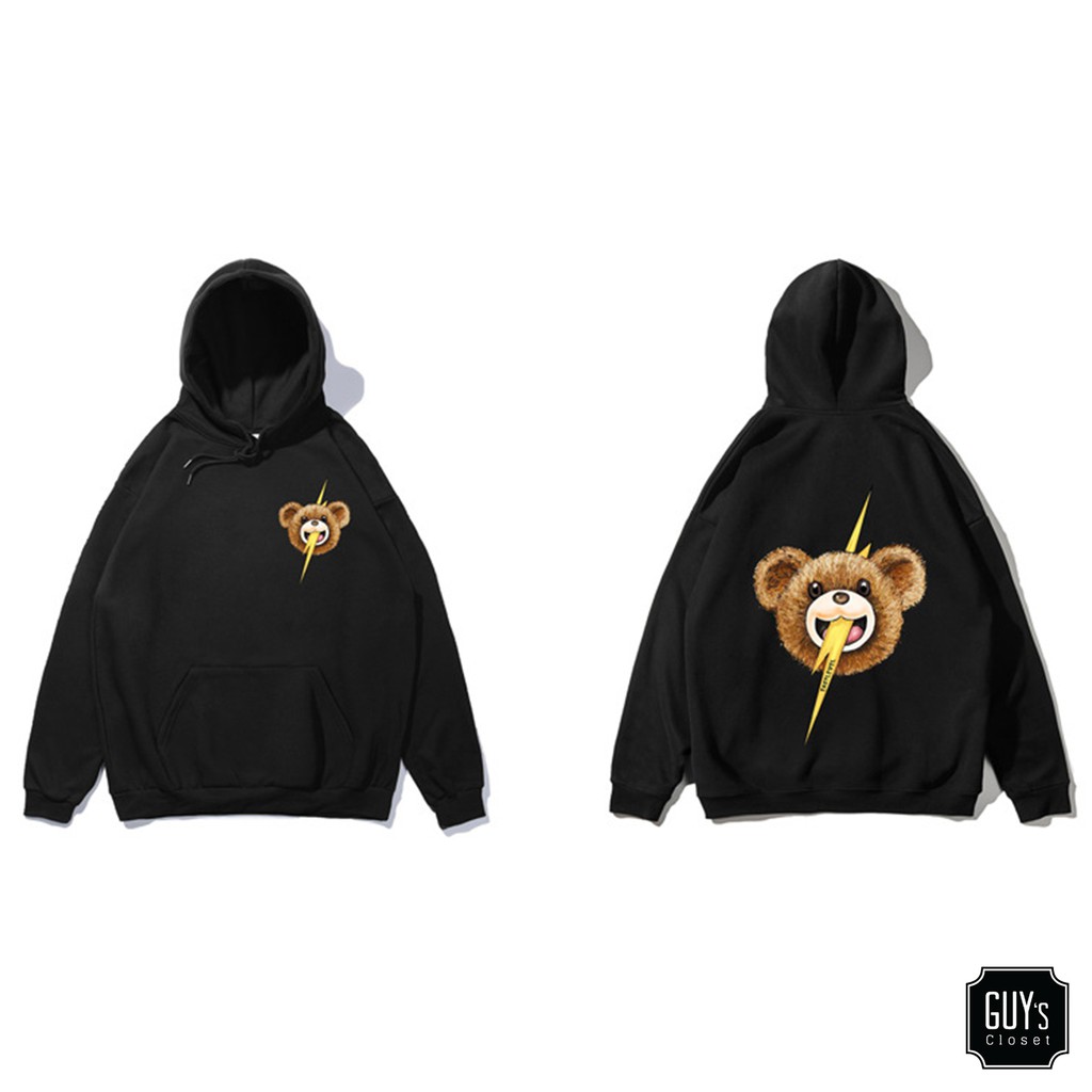 Áo nỉ có mũ unisex BEAR GUY's CLOSET, Thiết kế rộng rãi, Chất nỉ bông, In hình trẻ trung