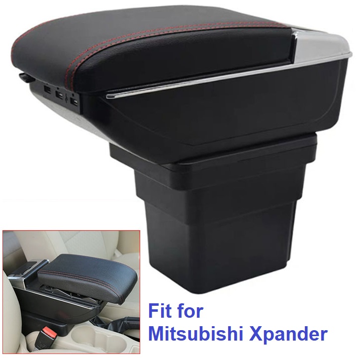 Hộp tỳ tay, đệm tỳ tay lắp cho xe ô tô Mitsubishi Xpander tích hợp 7 cổng USB, Armrest box for Mitsubishi Xpander