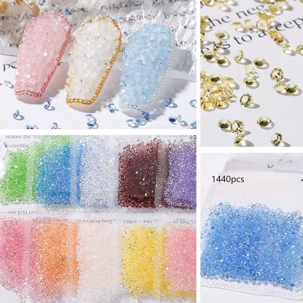 [Hàng mới về] Túi 1440 hạt cườm tròn 3D màu trơn trang trí làm đẹp móng