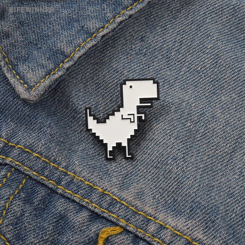 Ghim Cài Áo Hình Khủng Long Pixel Tráng Men Dễ Thương Cho Nữ
