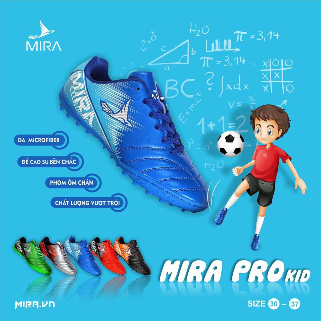 Giày Bóng Đá Trẻ Em Mira Pro Kid, Giày Đá Banh Sân Cỏ Nhân Tạo Chính Hãng, Mẫu Mới Nhất 2021