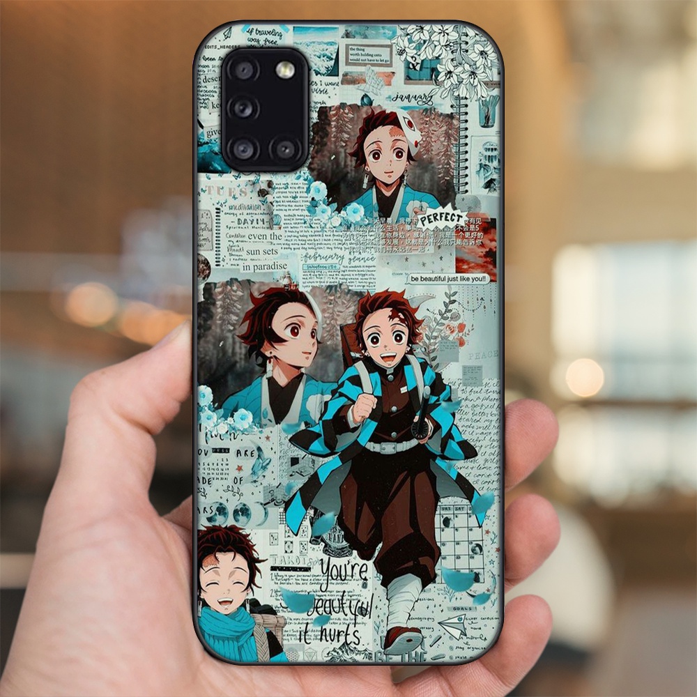 Ốp lưng Samsung A31 viền đen in hình Tanjiro Kimetsu No Yaiba