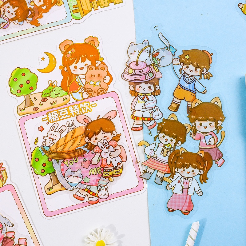 Sticker cute dán laptop, hình dán mũ bảo hiểm, điện thoại, vali miếng dán chống nước siêu dễ thương