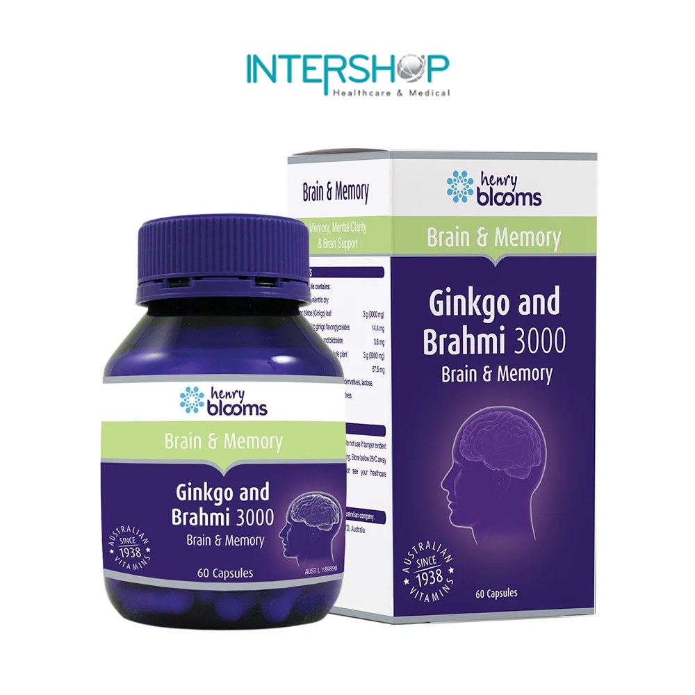 Viên Uống Bổ Não & Tăng Cường Trí Nhớ Ginkgo And Brahmi 3000 Henry Blooms