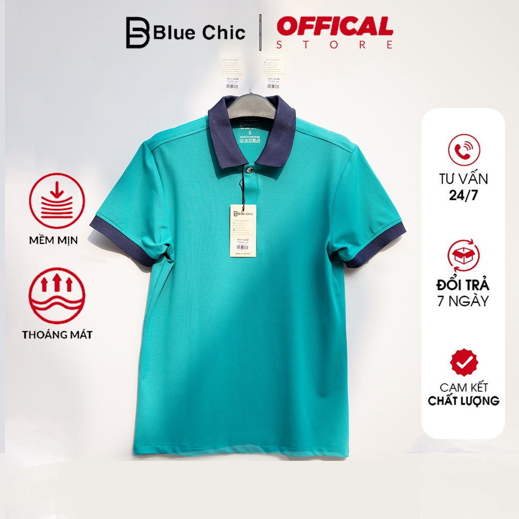 Áo Polo Nữ Màu Xanh Ngọc BLUECHIC Cổ Bẻ Vải Poly Cá Sấu Co Giãn Dáng Công Sở Trẻ Trung NF021