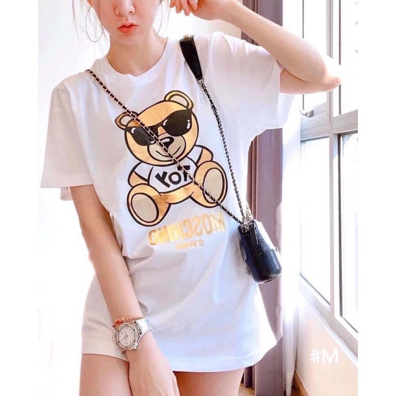 Giá sỉ: Áo phông Moschino in 3D dập nhũ vàng hàng L1