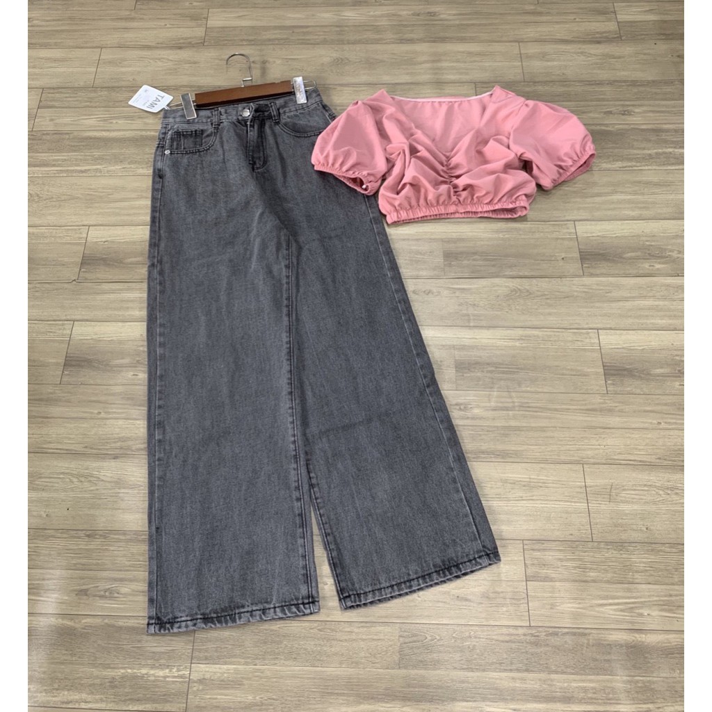 Áo tiểu thư xinh nhúm ngực tay phồng nhẹ chất voan