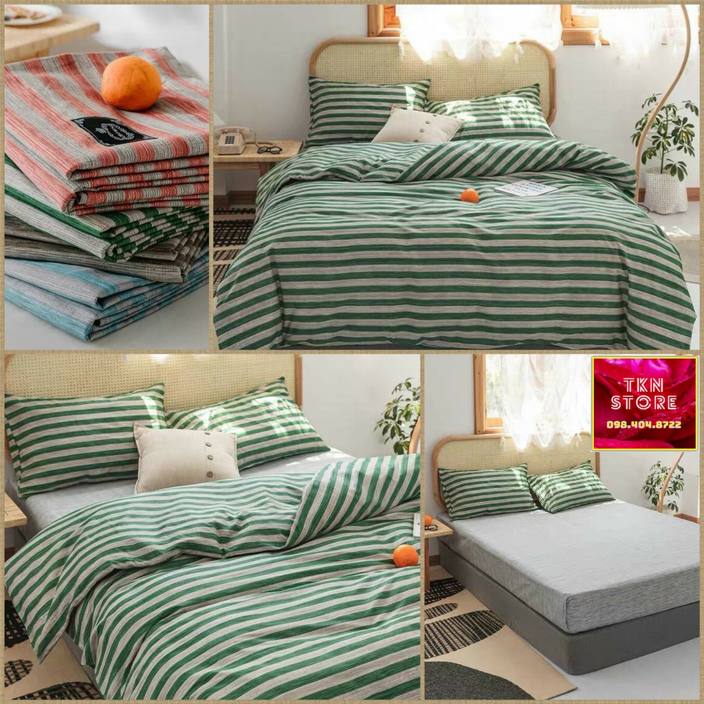 [Free ship] BỘ CHĂN GA GỐI POLY KẺ XỌC HÀN QUỐC MỚI LẠ CỰC ĐẸP