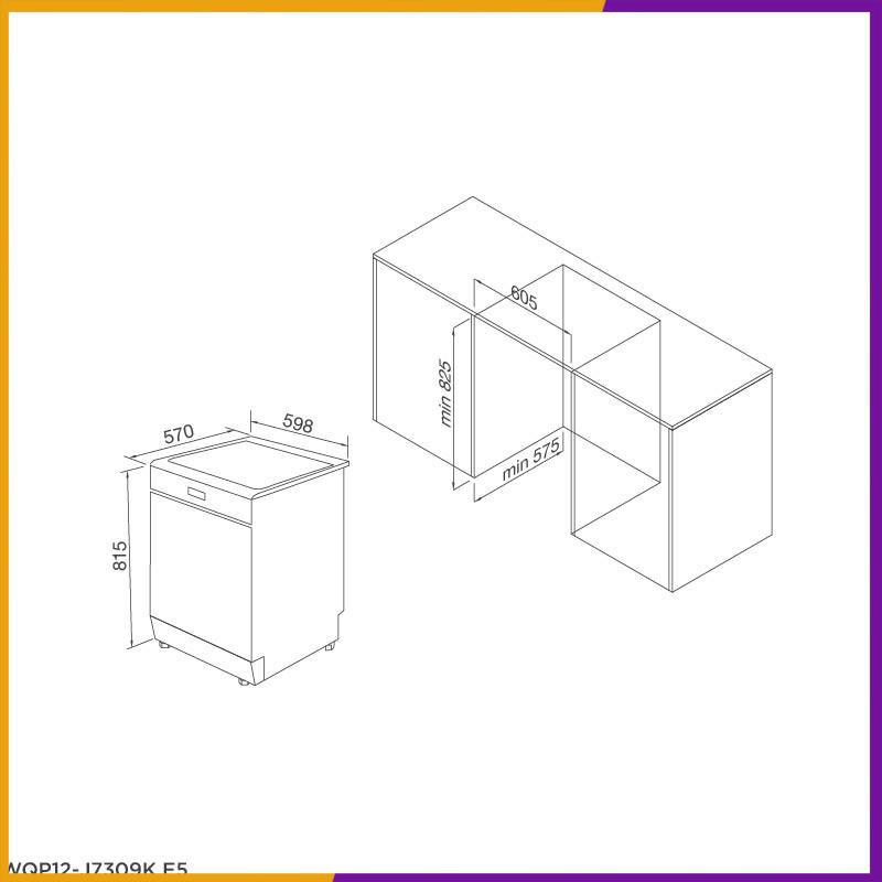 Máy rửa bát âm tủ Malloca WQP12 - J7309K E5 nhập khẩu nguyên chiếc ( CHÍNH HÃNG PHÂN PHỐI )