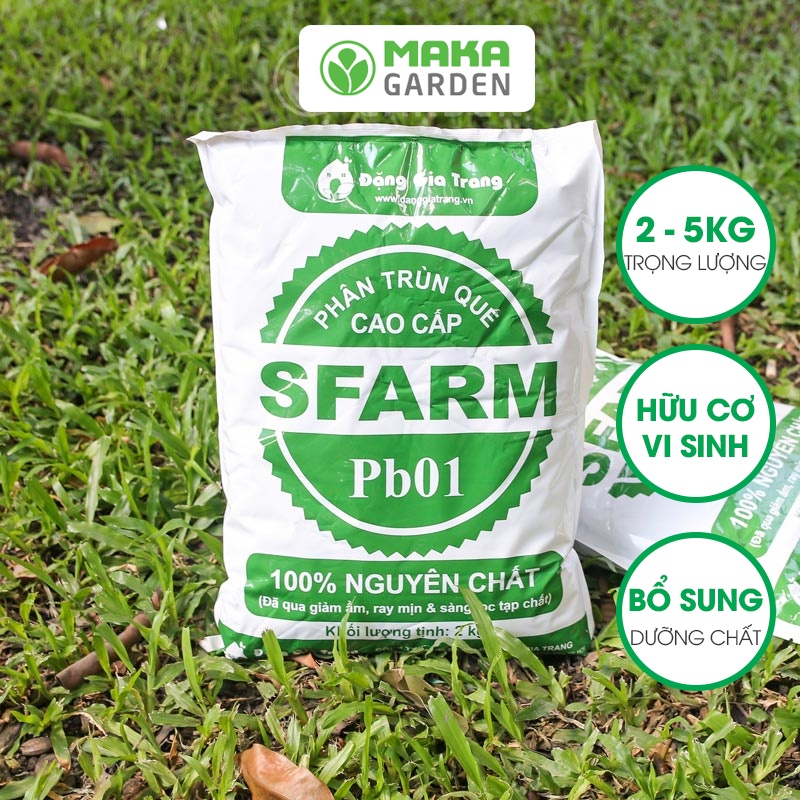 Phân Trùn Quế SFARM - Túi 5 Kg -  Dạng Bột, Nguyên Chất Bổ Sung Dinh Dưỡng Cho Cây, Hoa, Cải Tạo Đất