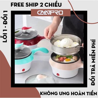 nồi lẩu mini 2 tầng chống dính, nồi lẩu đa năng siêu tốc size 18cm kèm vỉ hấp