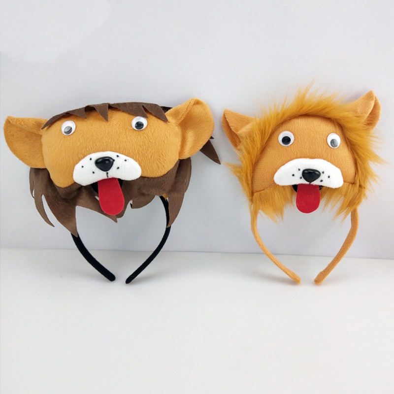 Băng Đô Cài Tóc Vải Lông Hình Sư Tử Hoạt Hình Thời Trang Đường Phố Tập Trung