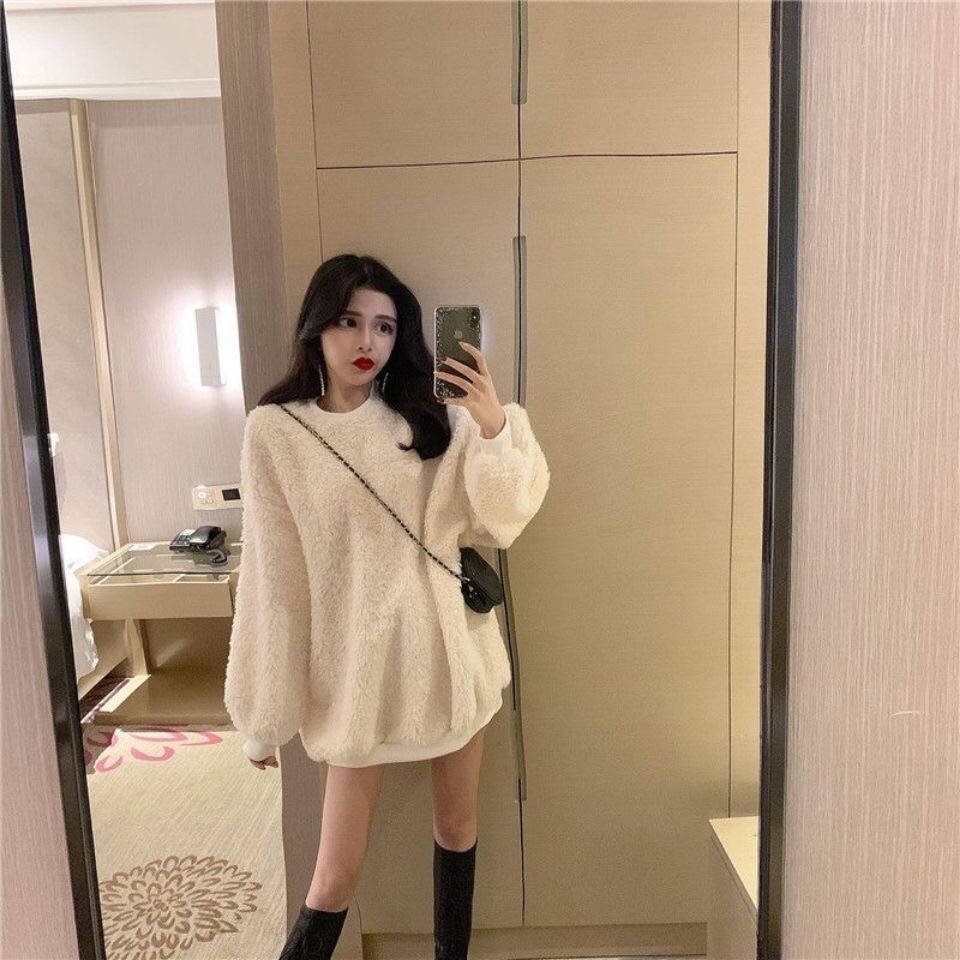 Áo Nỉ Lông Cừu Hai Mặt Thiết Kế Mới Thời Trang Mùa Thu Đông Theo Phong Cách Hàn Quốc