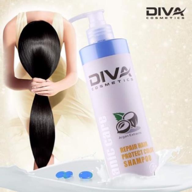 Dầu gội Diva Xanh phục hồi tóc hư tổn khô sơ kiềm dầu sạch gàu, cặp gội xả chính hãng 500ml – 750ml hàng chính hãng