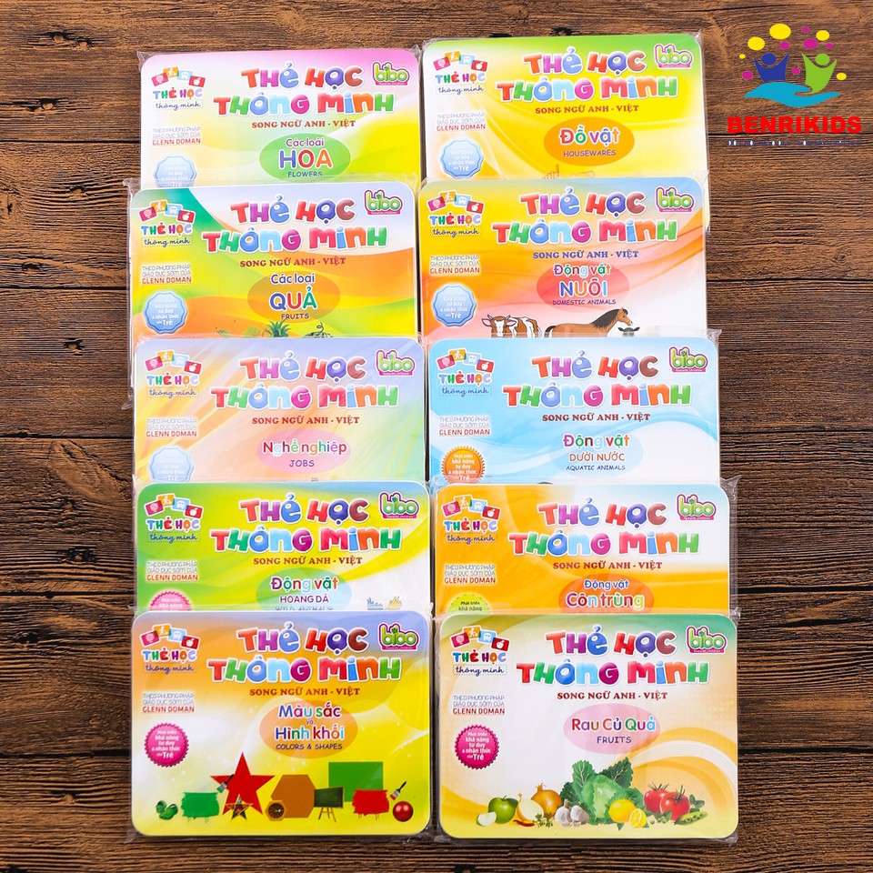 Combo 10 Chủ Đề Thẻ Học Thông Minh Song Ngữ Anh-Việt Benrikids