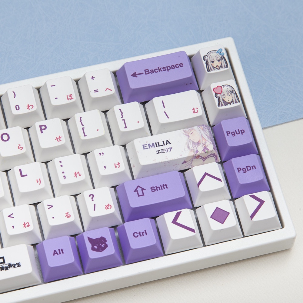 127 Phím Emilia Keycaps Cherry Profile Re: zero Anime PBT Dye Sub Bàn phím cơ học Keycap