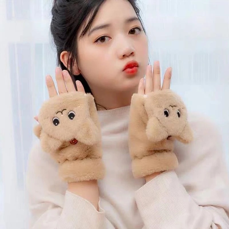 Găng tay hở ngón hình tai mèo dễ thương cho nữ