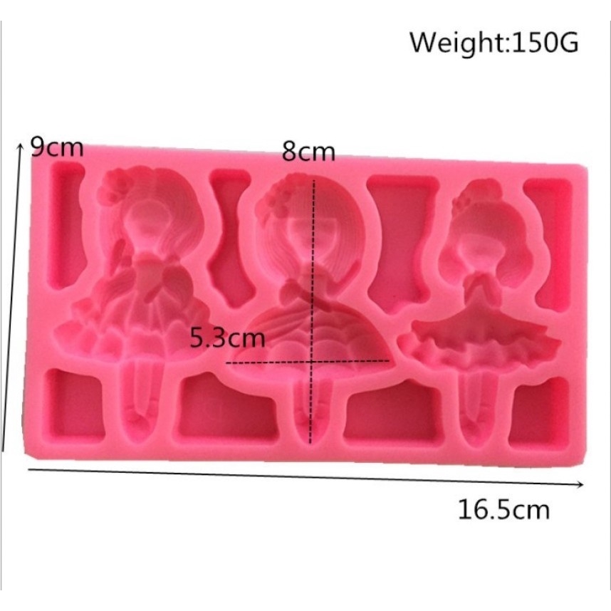 Khuôn Silicone Làm Bánh Tạo Hình Công Chúa 3d Độc Đáo Tiện Dụng