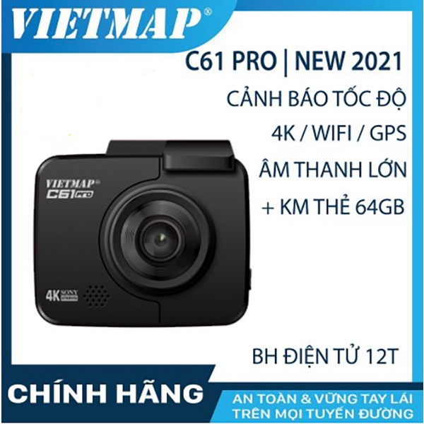 Camera hành trình VIETMAP C61 Pro  cho xe ô tô tặng  kèm thẻ nhớ- Bảo hành 1 năm