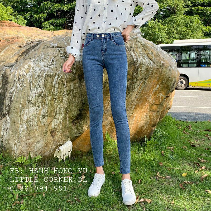 Quần skinny legging jeans topshop ôm trơn basic 2 nút đôi kiểu lưng cao qua rốn form ulzzang quảng châu kèm ảnh thật