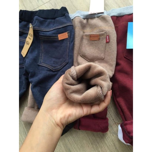 Quần jean nỉ lót lông dày cộc cho bé 7_10kg
