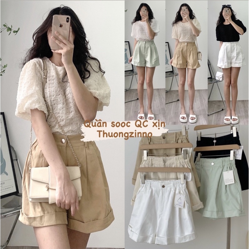 [Ảnh thật/Video]Quần short kaki Hàn loại chất lượng thiết kế chun sau ôm khít eo Quần đùi tôn