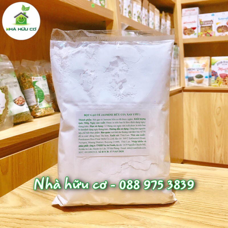 Bột gạo tẻ hữu cơ - bột gạo tẻ jasmine hữu cơ thái lan (xay ướt) 500gr - Date: 11/2023 - Nhà Hữu Cơ