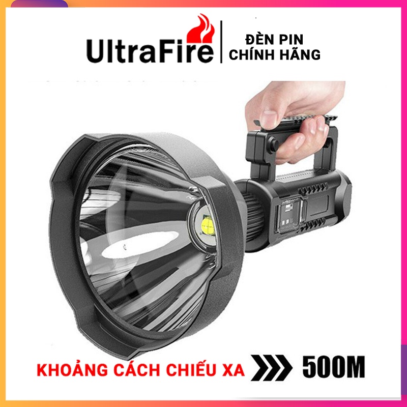 Đèn pin cầm tay cỡ lớn ⭐ Đèn pin cầm tay W591 siêu sáng  ⭐ chiếu xa trên 500m, có chân đế chống nước, pin cực trâu