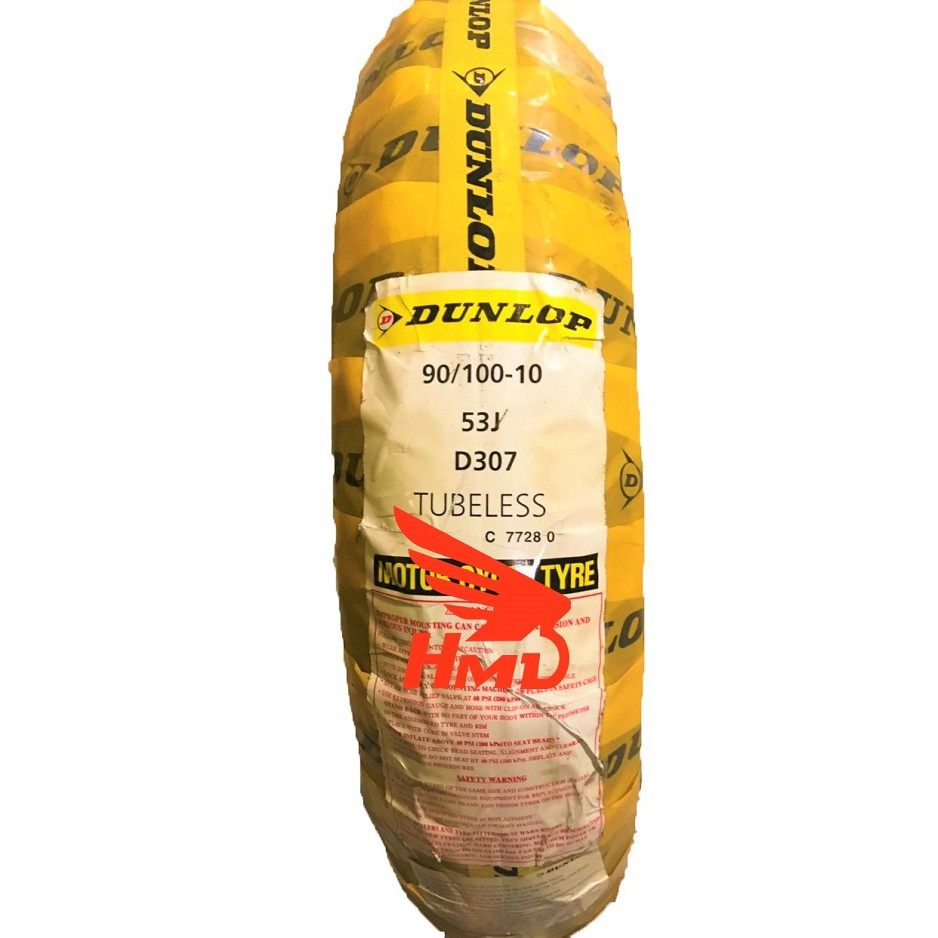 Lốp/vỏ xe 90/100-10 D307 TL Dunlop dành cho xe Spacy, ...