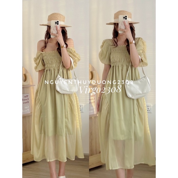 [NEW]VÁY TƠ TAY DÚM NHÚN NGỰC MẶC 2 KIỂU”Lamy dress”