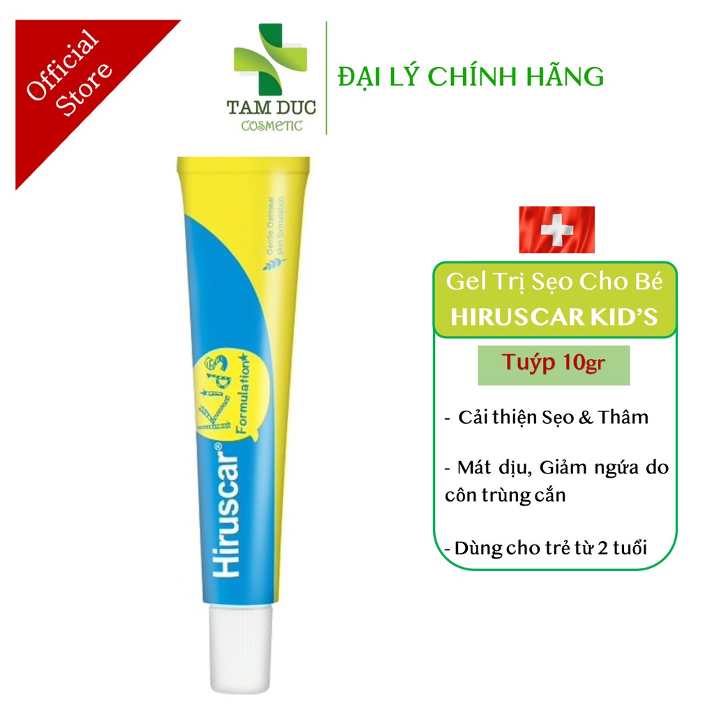 HIRUSCAR KIDS [Tuýp 5g] - Gel bôi sẹo và vết thâm, ngứa do côn trùng cắn [Hiruscar Kid, Hirusca]