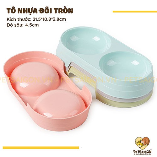 TÔ ĂN NHỰA ĐÔI TRÒN CHO CHÓ MÈO