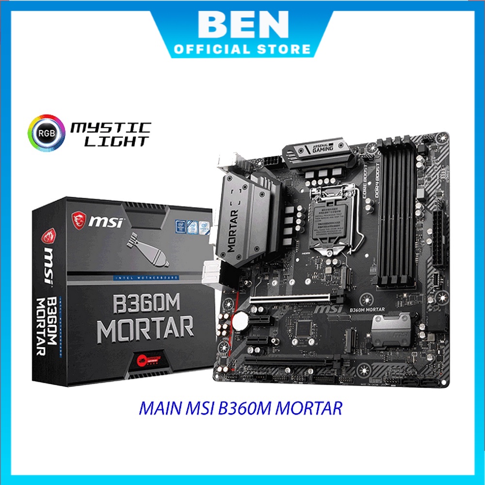 Mainboard MSI B360M MORTAR (Intel B360, LGA 1151-v2, M-ATX, 4 khe RAM DDR4) - Hàng chính hãng BH 36 tháng