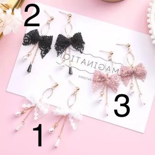 Bông tai nơ vải tiểu thư