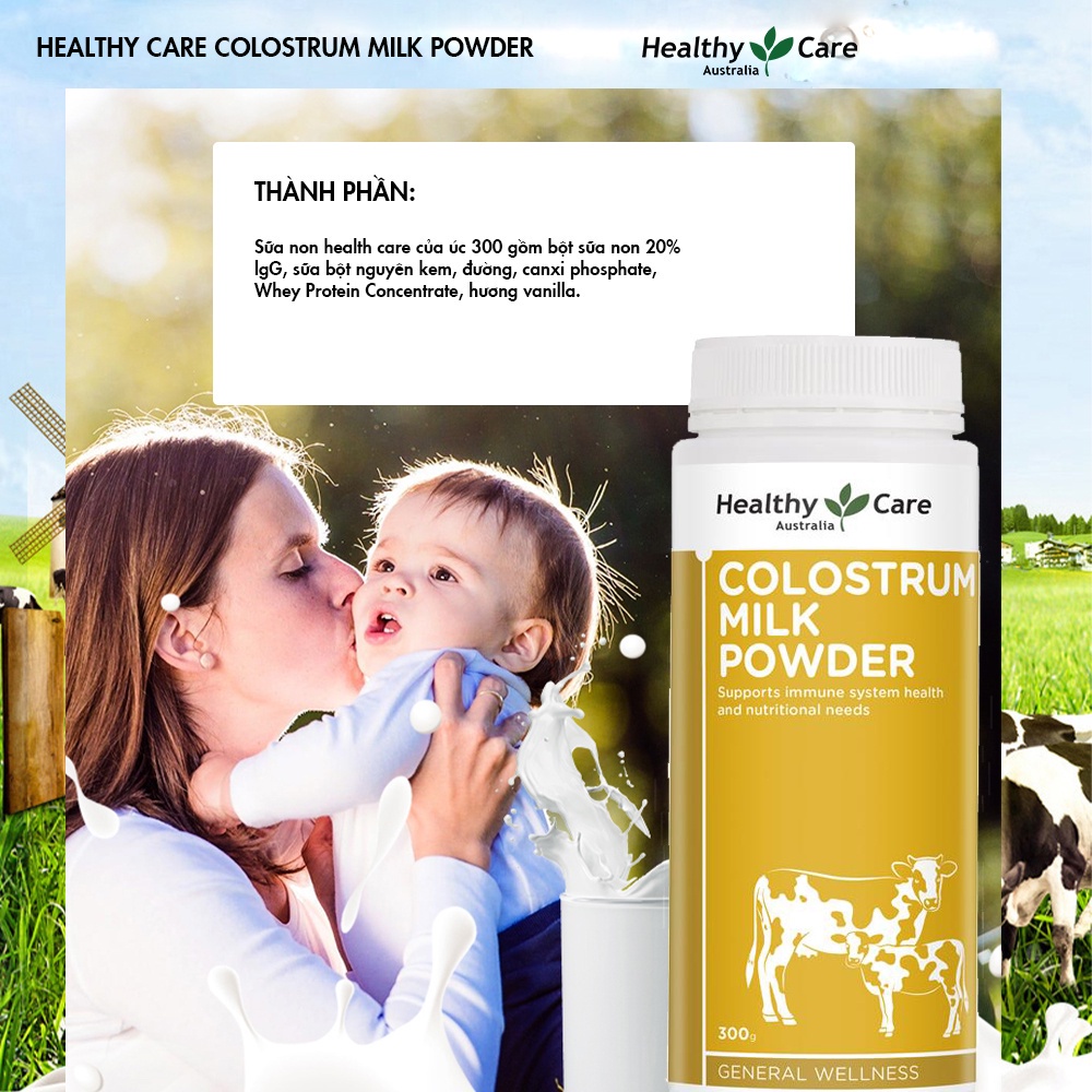 Healthy Care Colostrum Milk Powder Sữa bò non 300g của Úc