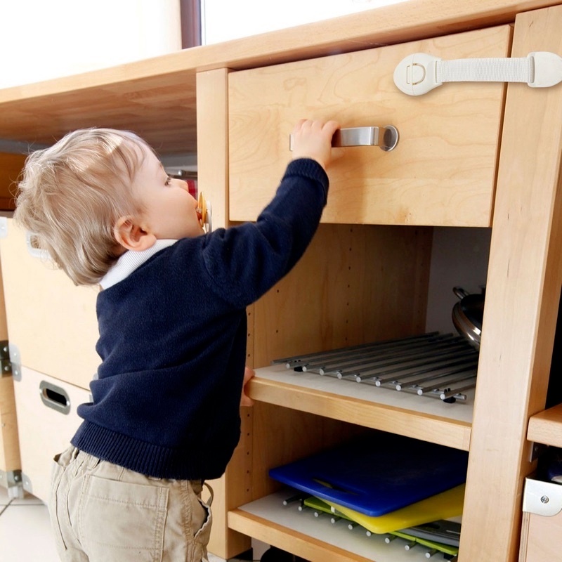 Khóa Tủ Lạnh/Ngăn Kéo/Tủ Lạnh Tự Dính Đa Năng Bảo Vệ An Toàn Cho Bé